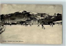 Gstaad Eisbahn, Eishockey, Hotel Bellevue, sehr gute Erhaltung AK