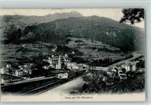 Ilanz mit Piz Mundaun, Teilansicht, AK