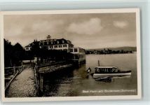 9326 Horn 1927 Foto AK Hotel Bad Horn und Hotel-Stempel , Ausflugsboot AK