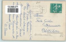 Affoltern im Emmental 1962 Künstlerkarte sign Stahel - Baumbank , Wettersäule