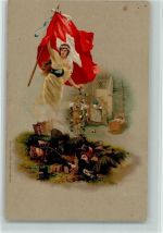 Gefallene Soldaten, Helvetia streut Blumen AK Helvetia