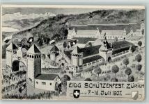 8000 Zürich Künstlerkarte Schützenfest 1907 AK