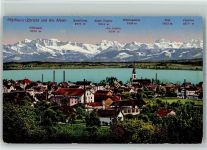Pfäffikon ZH Ortsansicht mit Alpen Glärnisch Muttriberg Böser Faulen Gr. Aubrig Bifertenstock Tödi Clariden