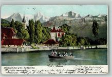 Hilterfingen 1904 Thuersee Ruderboot Eiger Mönch Jungfrau