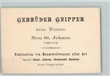 9652 Neu St. Johann - Werbung Gebrüder Gnipper Mech. Weberei