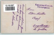8302 Kloten Gebrauchsspuren Artilleriekasernen Kaserne Kloten Militärpost