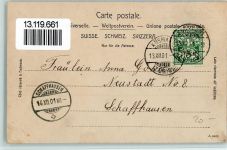 8700 Küsnacht ZH Gebrauchsspuren 1901 Lithographie Dampfschiffsteg und Horn