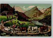 1913 Prägedruck Nr. 72 Depart pour les Alpes - Auftrieb auf die Alp , Verlag guggenheim 13820