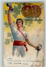 1902 Gebrauchsspuren Prägedruck - Vaterland nur Dir - Turner mit Siegeskranz AK