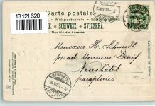 8000 Zürich 1901 Lithographie / Prägedruck Blick von der Quaibrücke auf die drei Hauptkirchen Jugendstilrahmen