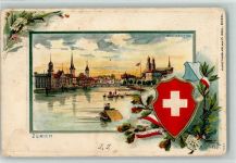 Zürich Sonnenquai Lithographie/Prägedruck