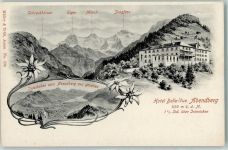 Abendberg Hotel Belle-Vue mit Schreckhörner Eiger Mönch Jungfrau Blick auf Interlaken