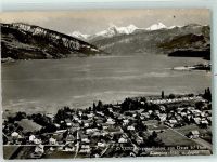 3645 Gwatt (Thun) - Fliegeraufnahme mit Campingplatz und Alpen Thunersee