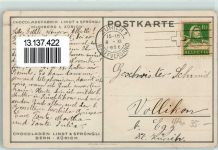 8802 Kilchberg ZH Gebrauchsspuren Chocladefabrik Lindt & Sprüngli Lithographie