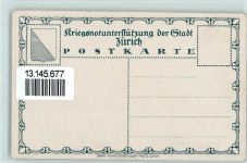 8000 Zürich Künstlerkarte Kriegsnotunterstützung der Stadt Zürich Ochsenpflug FeldarbeitUnser täglich Brot gib uns heute sign A. Thomann