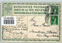 Beckenried 1912 Bundesfeier Mann mit Fahne sign H. B. Wieland