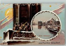 8000 Zürich 1903 Künstlerkarte Rathausquai Bläsergruppe Winter