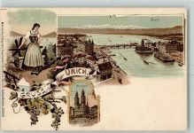 8000 Zürich Lithographie Tracht Grossmünster