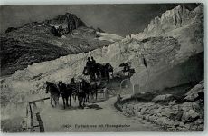 1913 Furkastrasse mit Rhonegletscher Fünfspänner