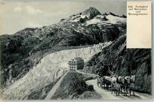 Furkapost mit Belvedere und Rhonegletscher Fünfspänner Postkutsche Schweiz