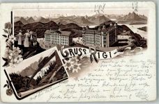 Rigi Kulm 1897 Lithographie Schnurtobelbrücke