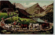 Prägedruck Alpfahrt Kühe Artist Atelier Guggenheim 13820/25