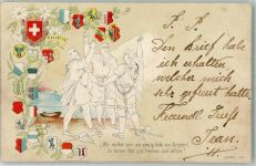 1900 Prägedruck Rütlischwur Wappen AK