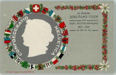 Zürich 50.jährige Jubiläums-Feier Eidg. Polytechnikum 1905 Wappen Helvetia Artist Atelier Guggenheim 12598 AK