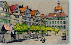Gais Lithographie Künstlerkarte Dorfplatz Druck Wolfensberger