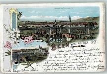 3000 Bern Berne 1899 Lithographie Kornhausbrücke Hotel Bellevue