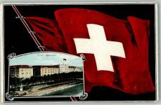 Zürich 1909 Fahne Kasernen Passepartout