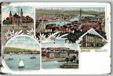 8000 Zürich Lithographie Polytechnikum Alpenquai Uitliberg Tonhalle