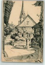 Zollikon Kleindorf Brunnen sign. G Nolstein