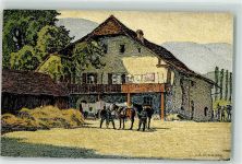 Kestenholz Bauernhof sign. EE Schlatter Pro Juventute