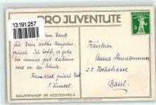 Kestenholz Bauernhof sign. EE Schlatter Pro Juventute
