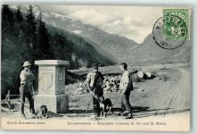 Klausenstrasse 1907 - Grenzstein zwischen Uri und Glarus