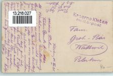 8302 Kloten Foto AK Stempel Kaserne Kloten Militärpost