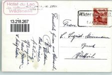 Wädenswil Hotel du Lac Bahnpoststempel Hüttenstempel