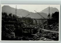 8858 Innerthal Wägital Foto AK Kraftwerk Staumauer Rempen Kräne