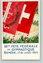 1200 Geneve Gebrauchsspuren Fete Federale Gymnastik Fahnen Turner 1925