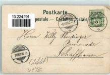 9220 Bischofszell 1902 Gebrauchsspuren Rathaus Stiftskirche Ober-Thurm Thurbrücke mit Thurbad Grubplatz Rosen Lithographie