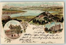 Uetliberg 1899 Restaurant Uto Kulm Hotel Uetliberg Edelweiss Lithographie