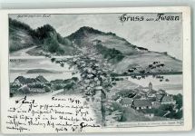 Twann 1899 Ansicht gegen den Kapf Klein-Twann sign August Kunz