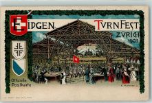 8000 Zürich 1903 Künstlerkarte Eidgen. Turnfest Wappen FEstzelt sign K. Mossdorf