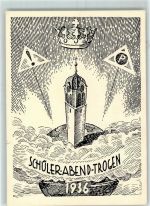 Trogen 1936 Schüler-Abend Kantonsschule Verkehrsschilder Wolken Turm Krone
