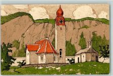 6452 Sisikon Künstlerkarte Kath. Kirche St. Aegidius sign. E. Stiefel