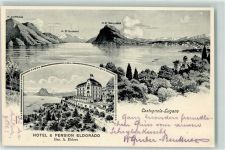 6906 Castagnola-Cassarate Lithographie Hotel Pension Eldorado Dampfer Lugano