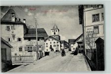 Bergün Dorfplatz Römertrum Hotel weisses Kreuz Kutsche Uhr