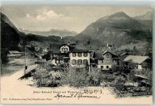 Giswil 1903 Hotel Bahnhof mit Wetterhorn