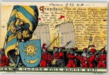 Grandson 1901 Fahne Wappen Pauke Querflöte Soldaten Uniform